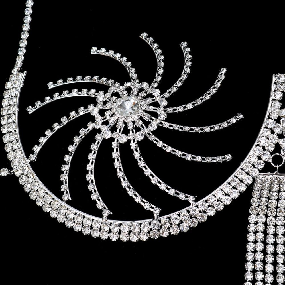 Rhinestone Chest Bracket Tassel Bra Chain Lingerie Crystal Bikini Body Jewelry - Picture 5 of 5